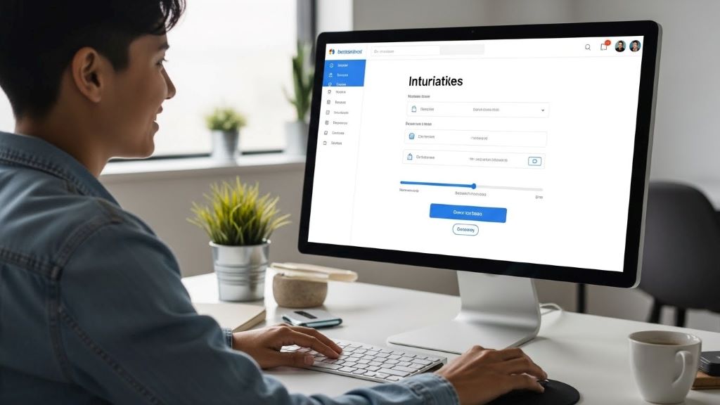 Non-technical user successfully entering data on computer with intuitive software platform