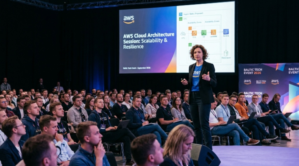 AWS cloud architecture session presentation at Baltic tech event September 2026