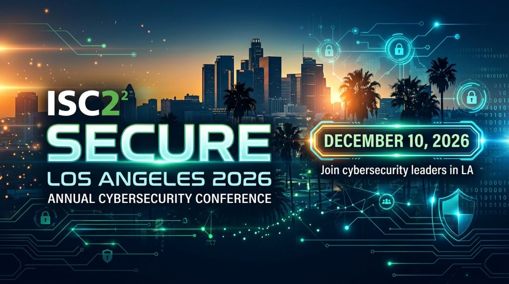 ISC2 SECURE Los Angeles 2026 conference banner showing the event date of December 10 2026